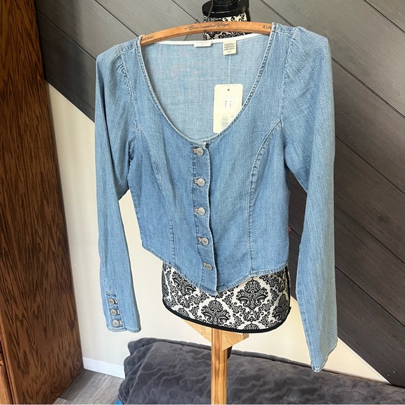 Levi's Light Blue Corset Button-Down‎ Women's Shirt - Picture 2 of 10